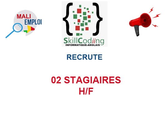 SKILLCODING SARL RECRUTE 02 STAGIAIRES H/F