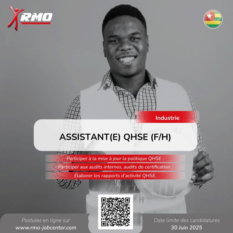 RMO TOGO RECRUTE ASSISTANT QHSE H/F