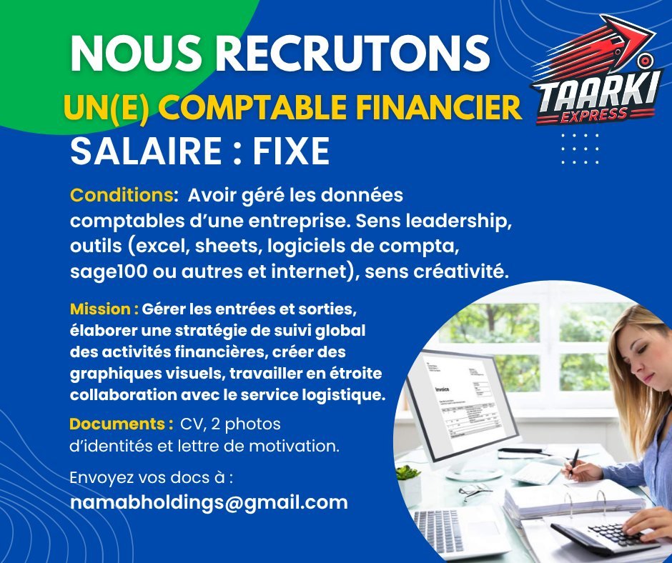 TAARKI RECRUTE COMPTABLE FINANCIER H/F