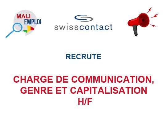 SWISS CONTACT RECRUTE CHARGE DE COMMUNICATION, GENRE ET CAPITALISATION H/F