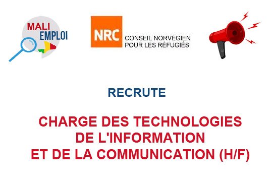 NRC RECRUTE OFFICIER ICT (CHARGE DES TECHNOLOGIES DE L'INFORMATION ET DE LA COMMUNICATION) H/F