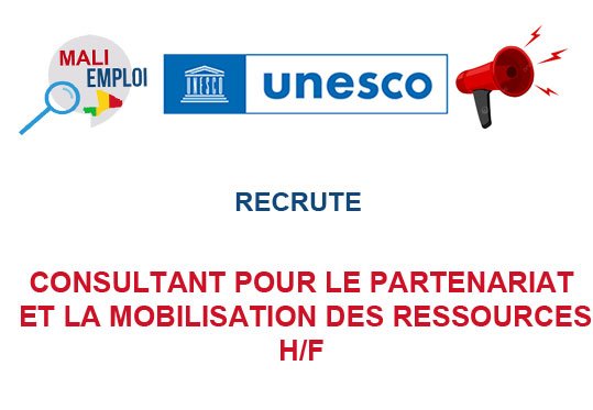 UNESCO RECRUTE CONSULTANT POUR LE PARTENARIAT ET LA MOBILISATION DES RESSOURCES H/F