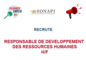 SONAPI RECRUTE RESPONSABLE DE DEVELOPPEMENT DES RESSOURCES HUMAINES H/F