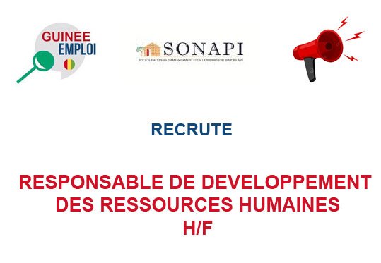 SONAPI RECRUTE RESPONSABLE DE DEVELOPPEMENT DES RESSOURCES HUMAINES H/F