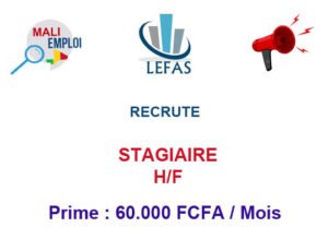 LEFAS SARL RECRUTE STAGIAIRE (60.000 FCFA/mois) H/F