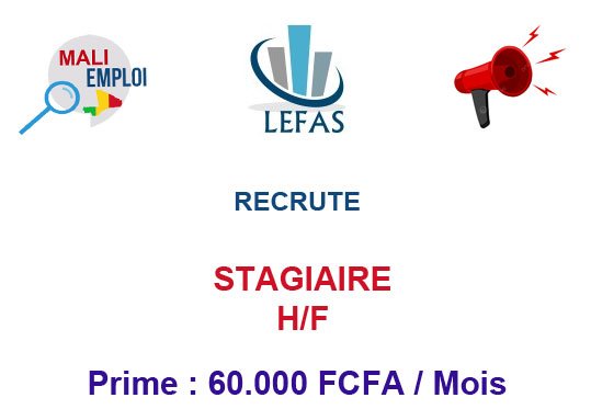 LEFAS SARL RECRUTE STAGIAIRE (60.000 FCFA/mois) H/F