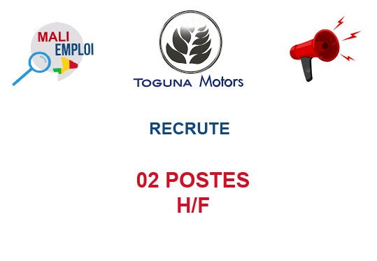 TOGUNA MOTORS RECRUTE 02 POSTES H/F