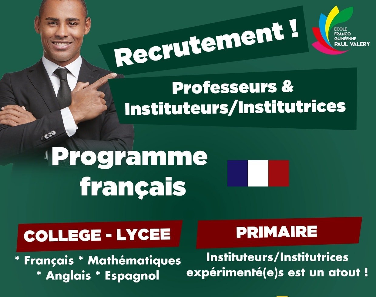 ECOLE FRANCO GUINEENE PAUL VALERY RECRUTE - Y'a bara | Offres d'Emplois ...