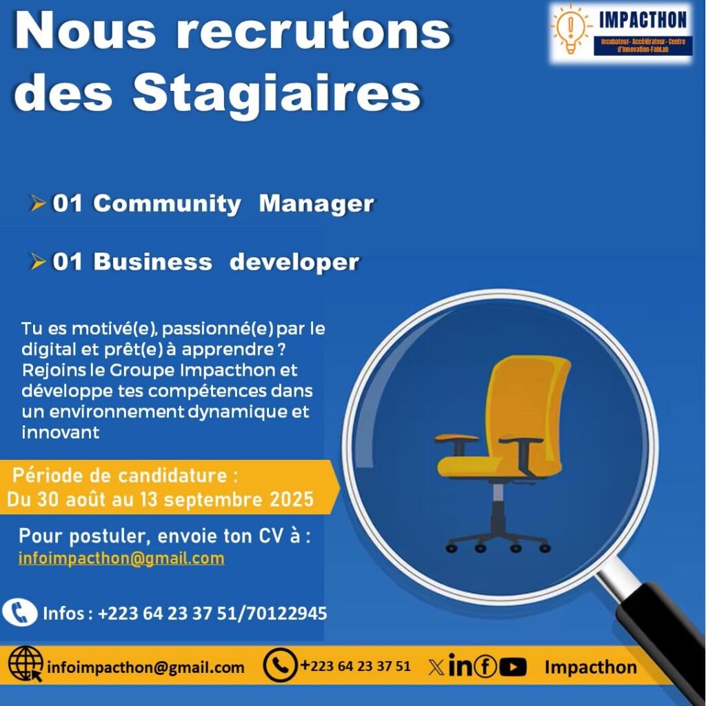 IMPACTHON RECRUTE 02 STAGIAIRES H/F
