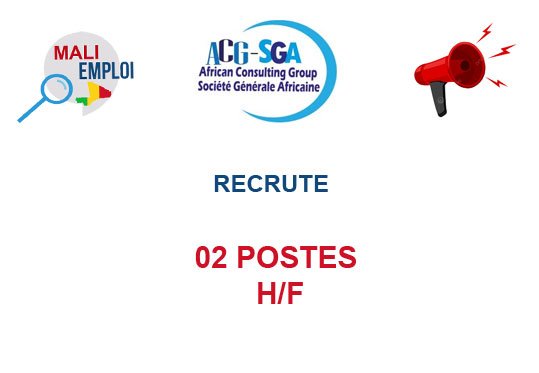 ACG-SGA SARL RECRUTE 02 POSTES H/F