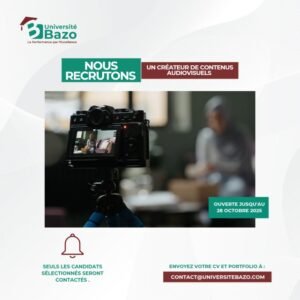 UNIVERSITE BAZO RECRUTE CREATEUR DE CONTENUS AUDIOVISUELS H/F 1761233333161