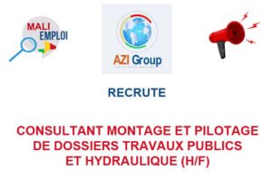 AZI GROUP RECRUTE CONSULTANT MONTAGE ET PILOTAGE DE DOSSIERS TRAVAUX PUBLICS ET HYDRAULIQUE H/F CONSM