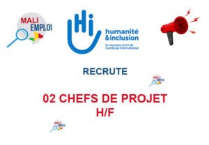 HUMANITE ET INCLUSION RECRUTE 02 CHEFS DE PROJET H/F 02-CHEFOR