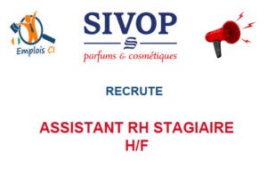 SIVOP RECRUTE ASSISTANT RH STAGIAIRE H/F ASR
