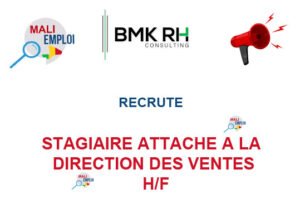 BMK RH CONSULTING RECRUTE STAGIAIRE ATTACHE A LA DIRECTION DES VENTES H/F STGA