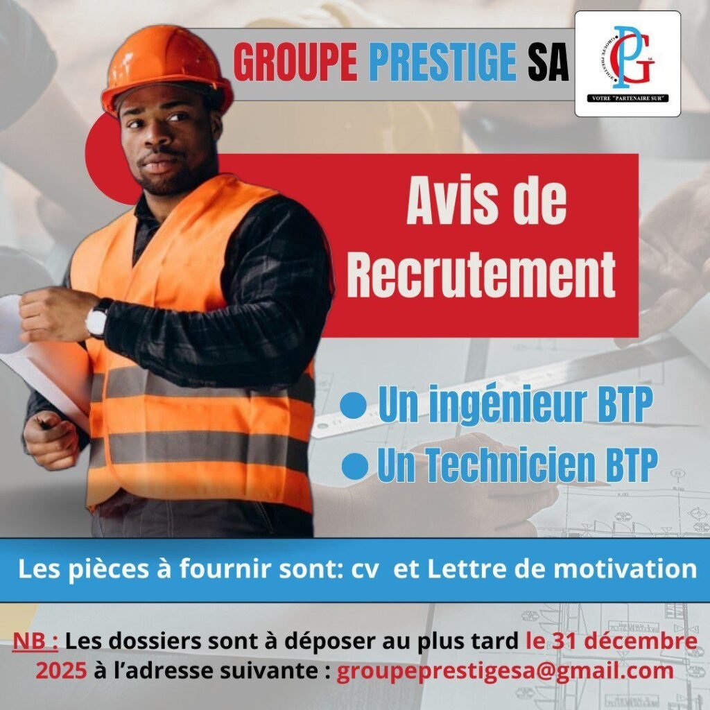 GROUPE PRESTIGE SA RECRUTE 02 POSTES H/F 