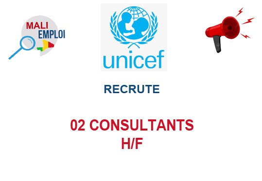 UNICEF MALI RECRUTE 02 CONSULTANTS H/F