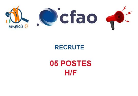 CFAO RECRUTE 05 POSTES H/F