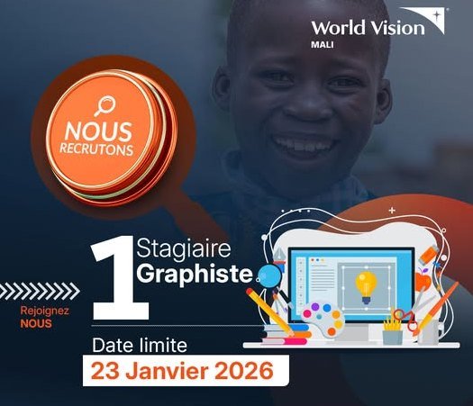 WORLD VISION MALI RECRUTE STAGIAIRE GRAPHISTE H/F