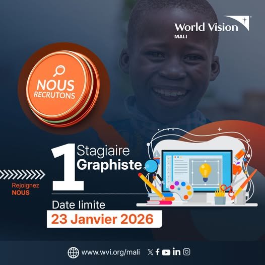 WORLD VISION MALI RECRUTE STAGIAIRE GRAPHISTE H/F 