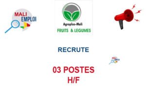 AGROPLUS MALI RECRUTE 03 POSTES H/F