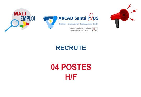 ARCAD SANTE PLUS RECRUTE 04 POSTES H/F