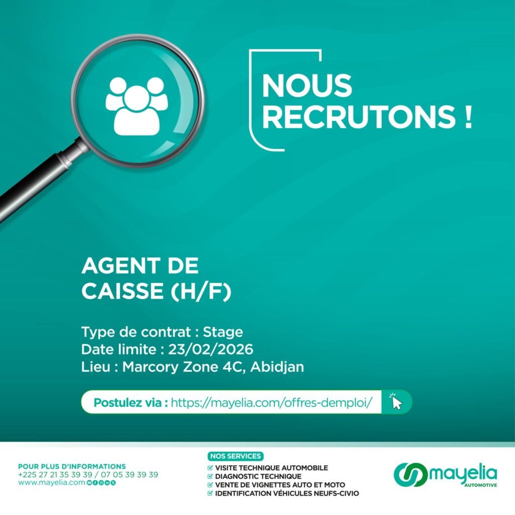 MAYELIA AUTOMOTIVE RECRUTE STAGIAIRE AGENT DE CAISSE H/F