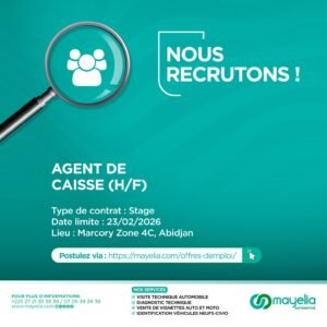 MAYELIA AUTOMOTIVE RECRUTE STAGIAIRE AGENT DE CAISSE H/F MAYELIA AUTOMOTIVE RECRUTE STAGIAIRE AGENT DE CAISSE H/F