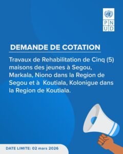 DEMANDE DE COTATION PNUD MALI DEMANDE DE COTATION PNUD MALI