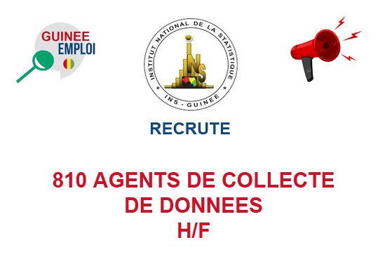 INSTITUT NATIONAL DE LA STATISTIQUE (INS) GUINEE RECRUTE DES AGENTS DE COLLECTE DE DONNEES H/F