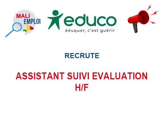 EDUCO RECRUTE ASSISTANT SUIVI EVALUATION ET APPRENTISSAGE H/F