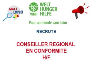 LA WELTHUNGERHILFE RECRUTE CONSEILLER REGIONAL EN CONFORMITE H/F