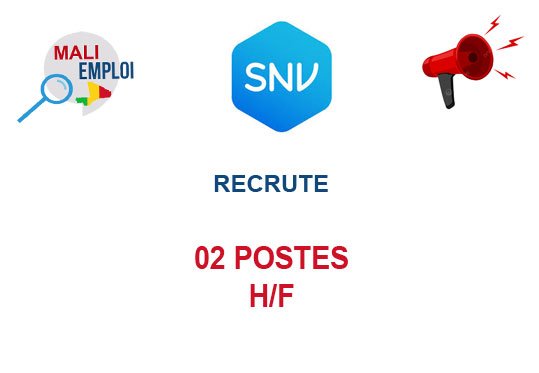 SNV RECRUTE 02 POSTES H/F