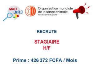 ORGANISATION MONDIALE DE LA SANTE ANIMALE (OMSA) RECRUTE STAGIAIRE H/F ORGANISATION MONDIALE DE LA SANTE ANIMALE (OMSA) RECRUTE STAGIAIRE H/F