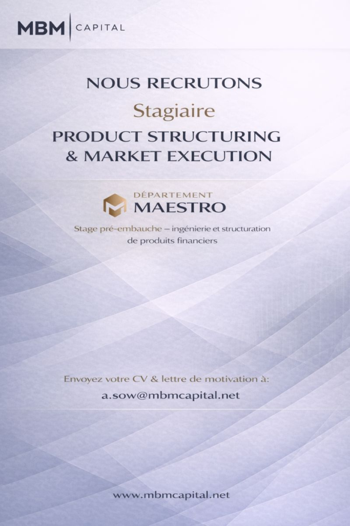 MBM CAPITAL RECRUTE STAGIAIRE H/F 