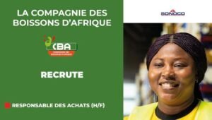 LA COMPAGNIE DES BOISSONS D'AFRIQUE RECRUTE RESPONSABLE DES ACHATS H/F LA COMPAGNIE DES BOISSONS D'AFRIQUE RECRUTE RESPONSABLE DES ACHATS H/F