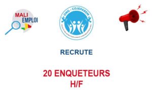 COJEPAREM RECRUTE 20 ENQUETEURS H/F