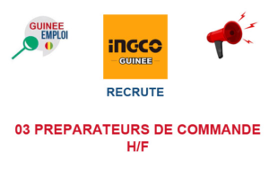 INGCO GUINEE RECRUTE 03 PREPARATEURS DE COMMANDE H/F image
