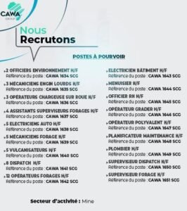 CAWA GUINEE RECRUTE PLUSIEURS POSTES H/F 1775838487265