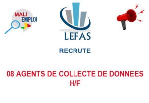 LEFAS SARL RECRUTE 08 AGENTS DE COLLECTE DE DONNEES H/F AGTCO