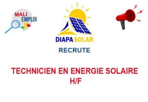 DIAPA SOLAR RECRUTE TECHNICIEN EN ENERGIE SOLAIRE H/F TECHEN