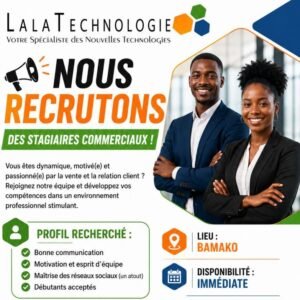 LALATECHNOLOGIE RECRUTE DES STAGIAIRES COMMERCIAUX H/F 1779198130456