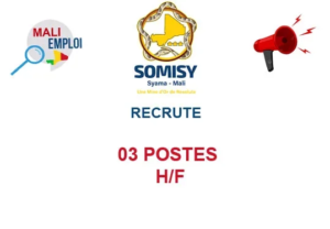 SOMISY RECRUTE 03 POSTES H/F image