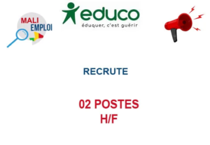 EDUCO RECRUTE 02 POSTES H/F image