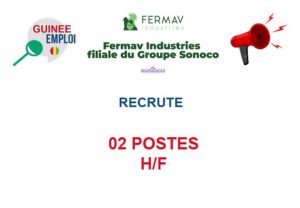 FERMAV INDUSTRIES GUINEE RECRUTE 02 POSTES H/F 02-POS