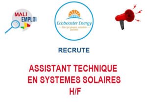ECOBOOSTER ENERGY RECRUTE ASSISTANT TECHNIQUE EN SYSTEMES SOLAIRES H/F ASTEC