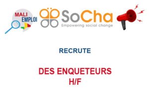 SOCHA RECRUTE DES ENQUETEURS H/F EN-QUE