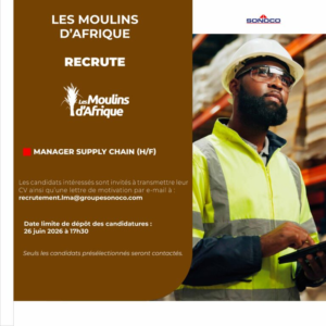LES MOULINS D'AFRIQUE RECRUTE MANAGER SUPPLY CHAIN H/F image