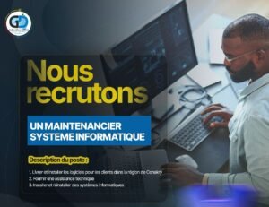 GUINEE DEVELOPPEUR RECRUTE MAINTENANCIER SYSTEME INFORMATIQUE H/F 1782728820113