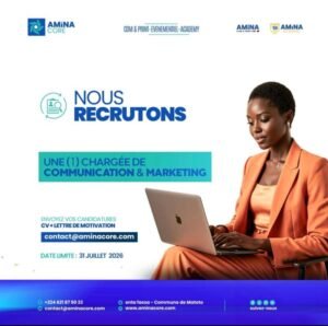 AMINA CORE RECRUTE CHARGE DE COMMUNICATION ET MARKETING H/F 1784211468372